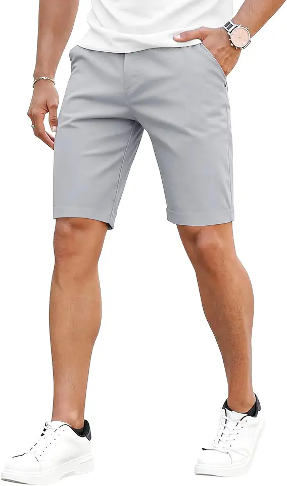 Global Recycled Standard GINGTTO Mens Slim Fit Shorts 7" 9" Inseam Stretch Chinos Skinny Tapered Leg