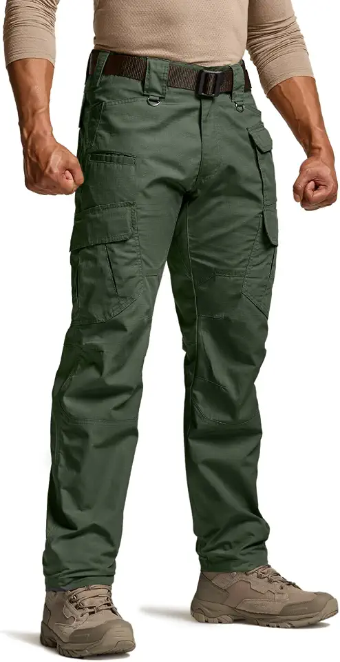 CQR Men's Tactical Pants, Water Resistant Ripstop Cargo Pants, Lightweight EDC Work Hiking Pants, Outdoor Apparel
