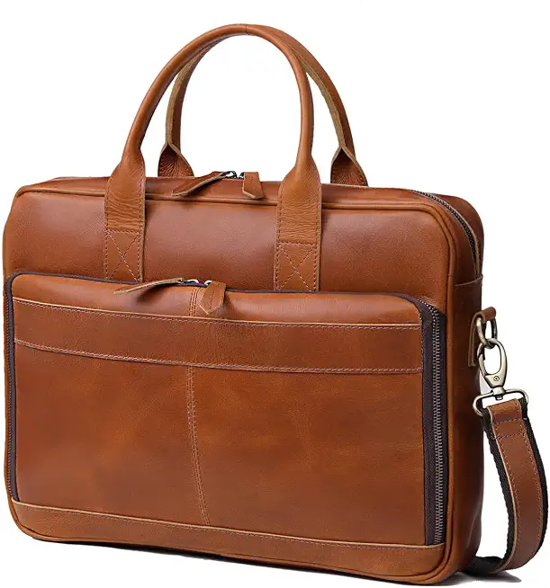 Men's Brown Leather Laptop Briefcase