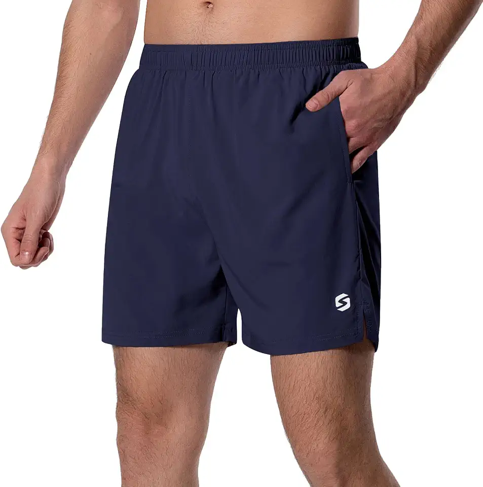 Men's 5" Athletic Running Shorts Quick Dry with Liner Zip Pockets