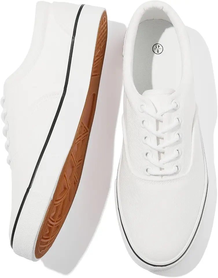 Men's White Canvas Low Top Sneakers