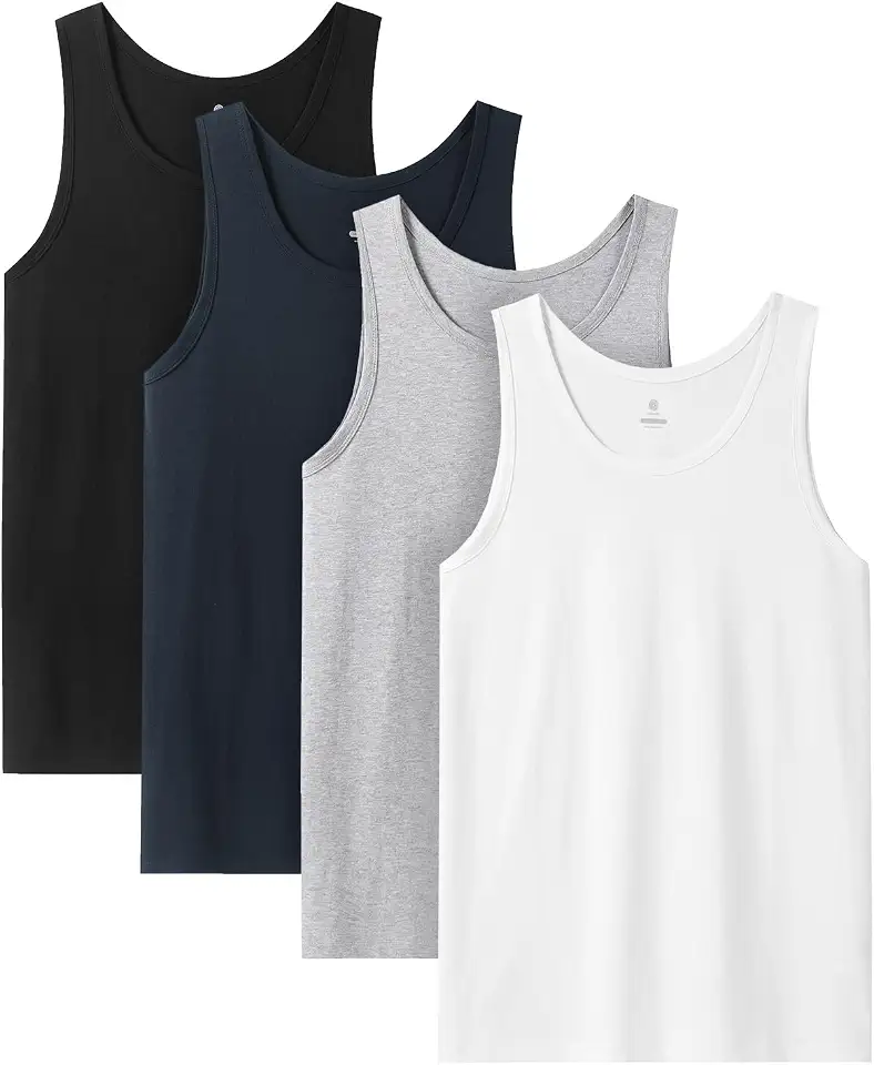 LAPASA Men's Cotton Tank Top 4 Pack M36