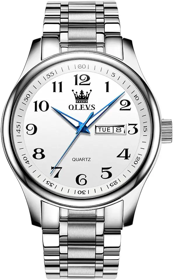 OLEVS Watches for Men Casual Big Face Stainless Steel Men's Wrist Watches