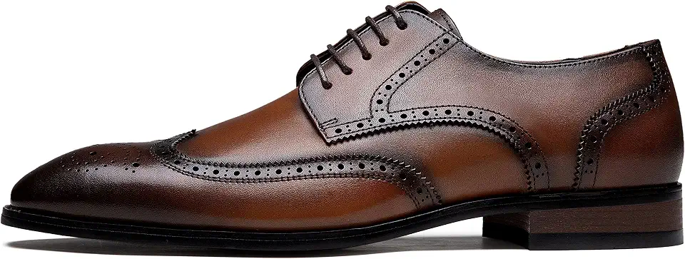Jousen Men's Dress Shoes Leather Wingtip Oxford Shoes