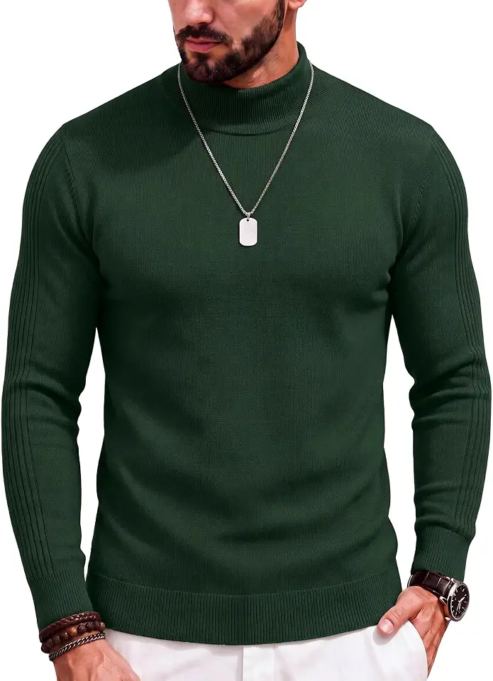 COOFANDY Mens Mock Turtleneck Slim Fit Pullover Sweater Casual Basic Knitted Thermal Sweaters