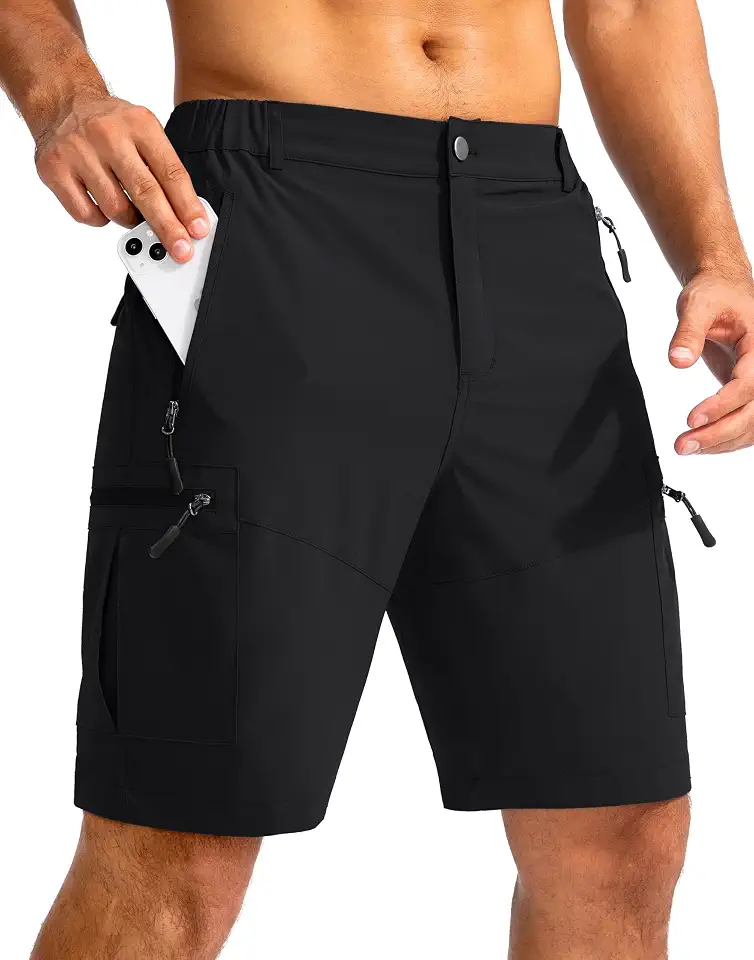 Pudolla Men's Hiking Cargo Shorts 9"/7"/11" Lightweight Outdoor Shorts for Men Trip Golf Camping Casual with 5 Zipper Pockets