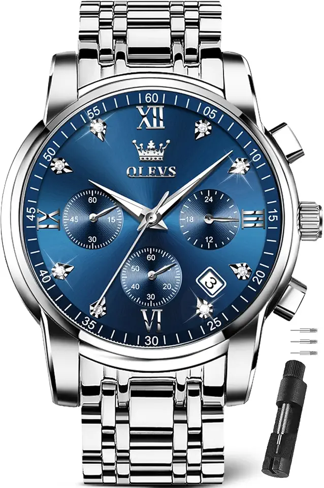 OLEVS Watch Men Luxury Dress Stainless Steel Date Analog Watch Waterproof