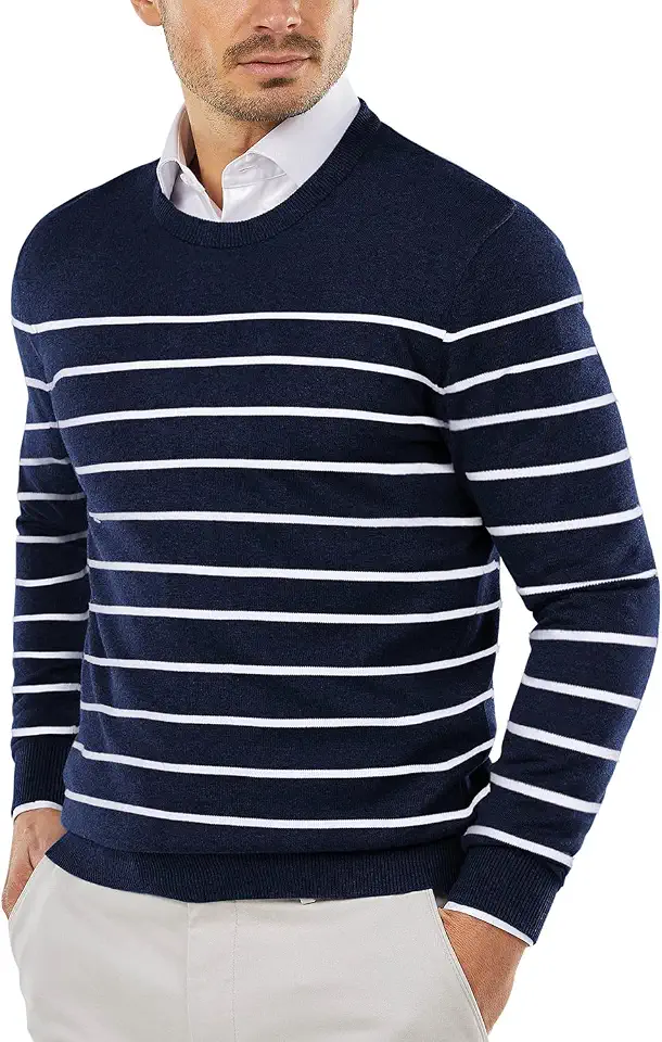 COOFANDY Men's Crewneck Sweaters Long Sleeve Knit Dress Slim Fit Pullover