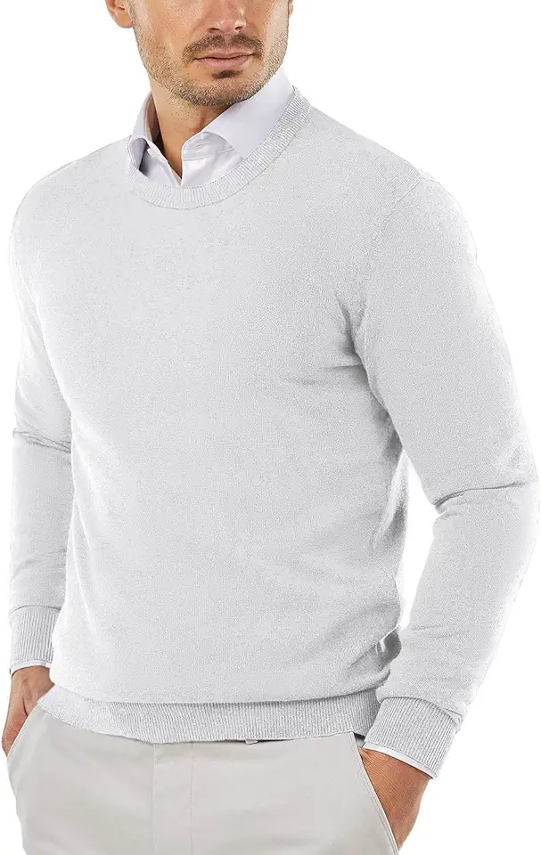 COOFANDY Men's Crewneck Sweaters Long Sleeve Knit Dress Slim Fit Pullover
