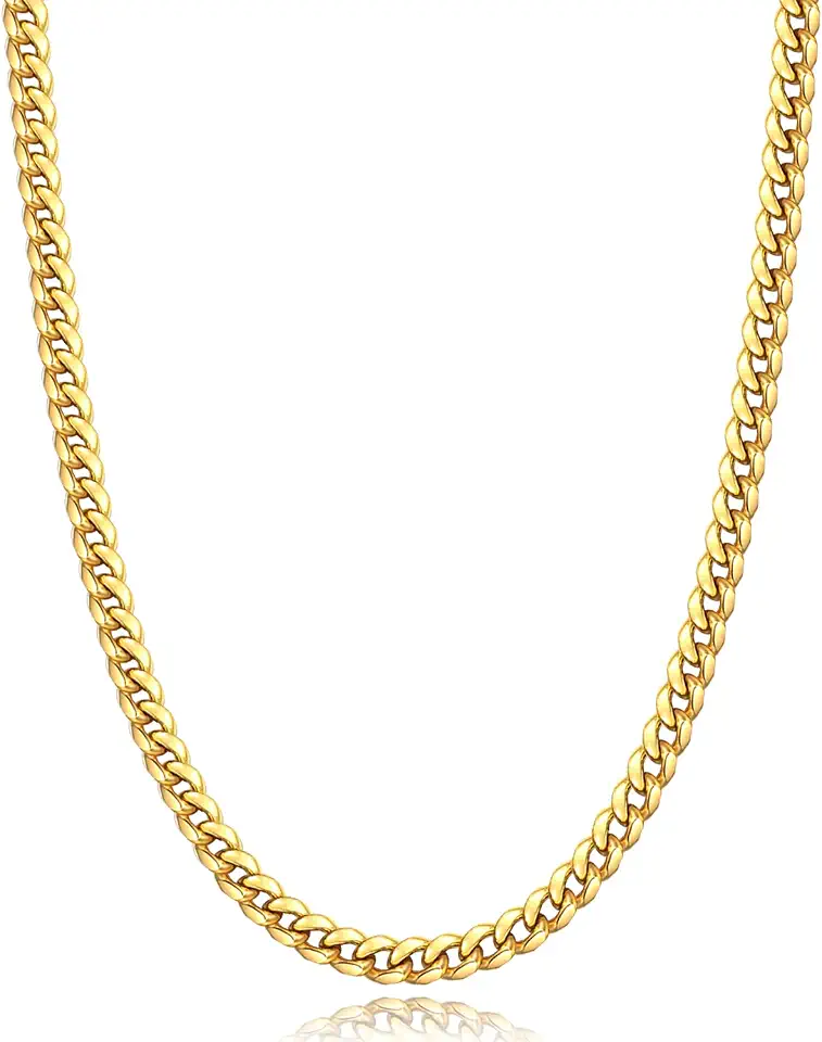 Momlovu Cuban Link Chain Necklace for Men Boys | 316L Stainless Steel Diamond-Cut Cuban Chain, Mens Jewelry, 4mm 6mm 18-26 Inch, Gifts for Men Boys