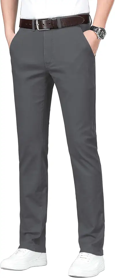 Men's Slim Straight Charcoal Chino Pants