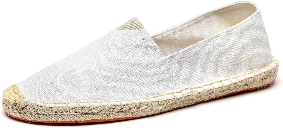 Men's White Canvas Slip On Espadrilles