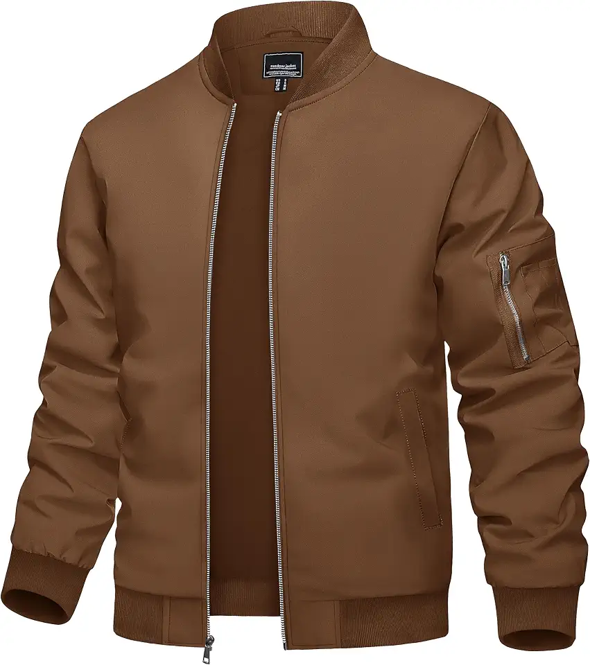 TACVASEN Men's Bomber Jacket Lightweight Casual Spring Fall Windbreaker Zip Up Coat with Pocket