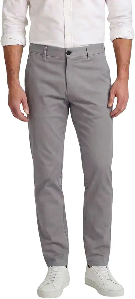 Plaid&Plain Men’s Slim Fit Khaki Pants Men’s Tapered Chino Pants