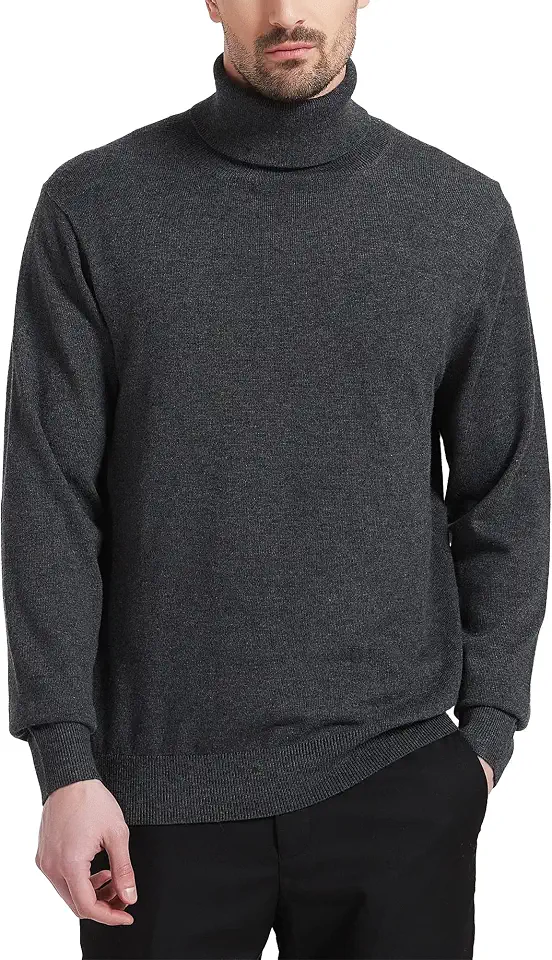 Men's Charcoal Wool Turtleneck Sweater