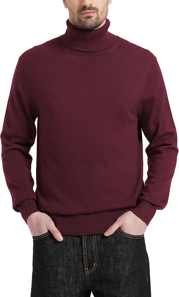 Global Recycled Standard Kallspin Men's Turtleneck Pullover Sweater Wool Blend Long Sleeve