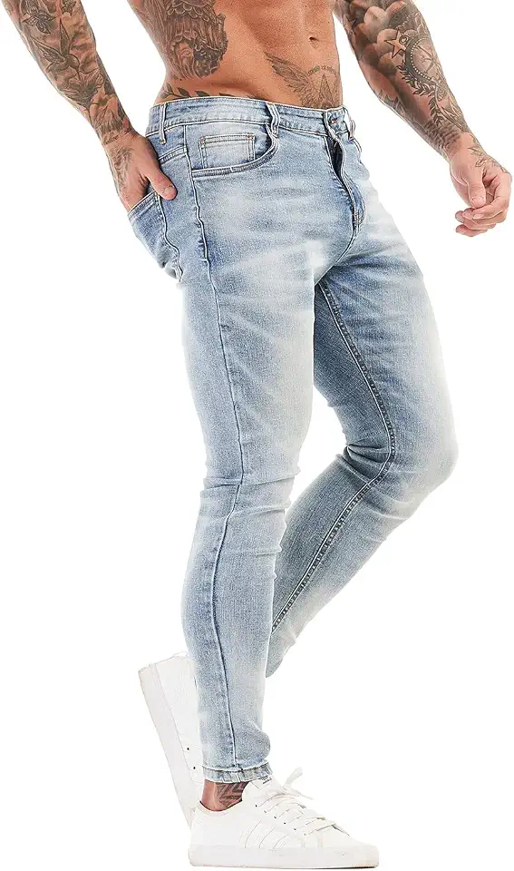 Global Recycled Standard GINGTTO Skinny Jeans Men Stretch Tapered Leg Slim Fit 28/30//32 in