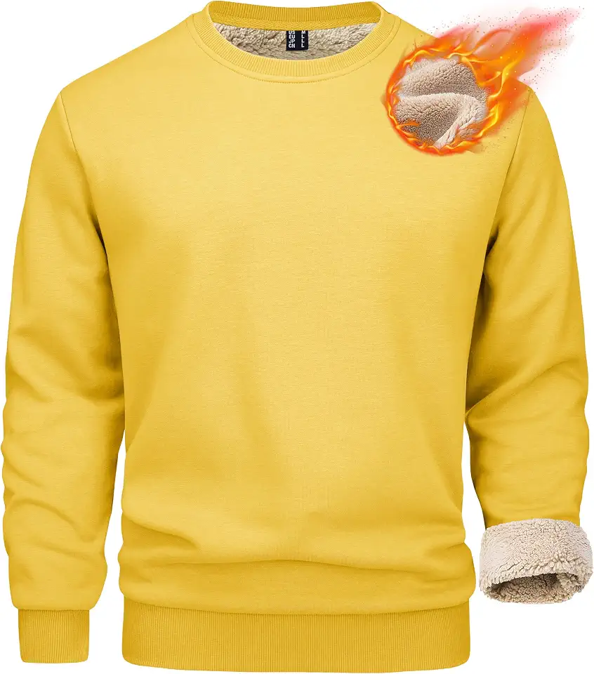 MAGCOMSEN Mens Sweatshirts Pullover Crewneck Sherpa Lined Casual Warm