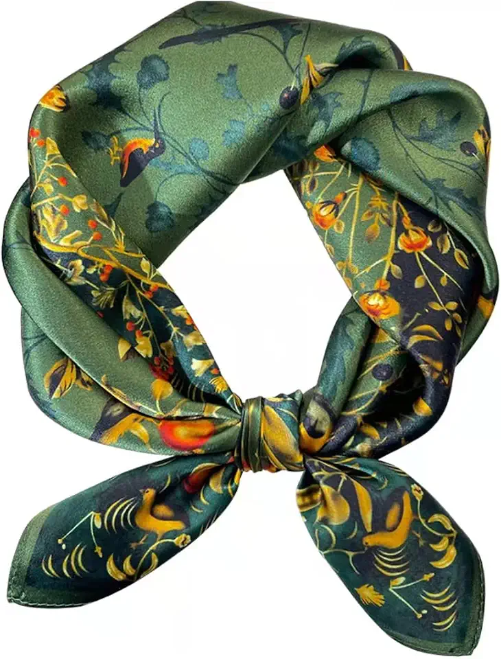 Global Recycled Standard 100% Silk Square Scarf for Hair-25.6" Women Men Neckerchief & Headscarf