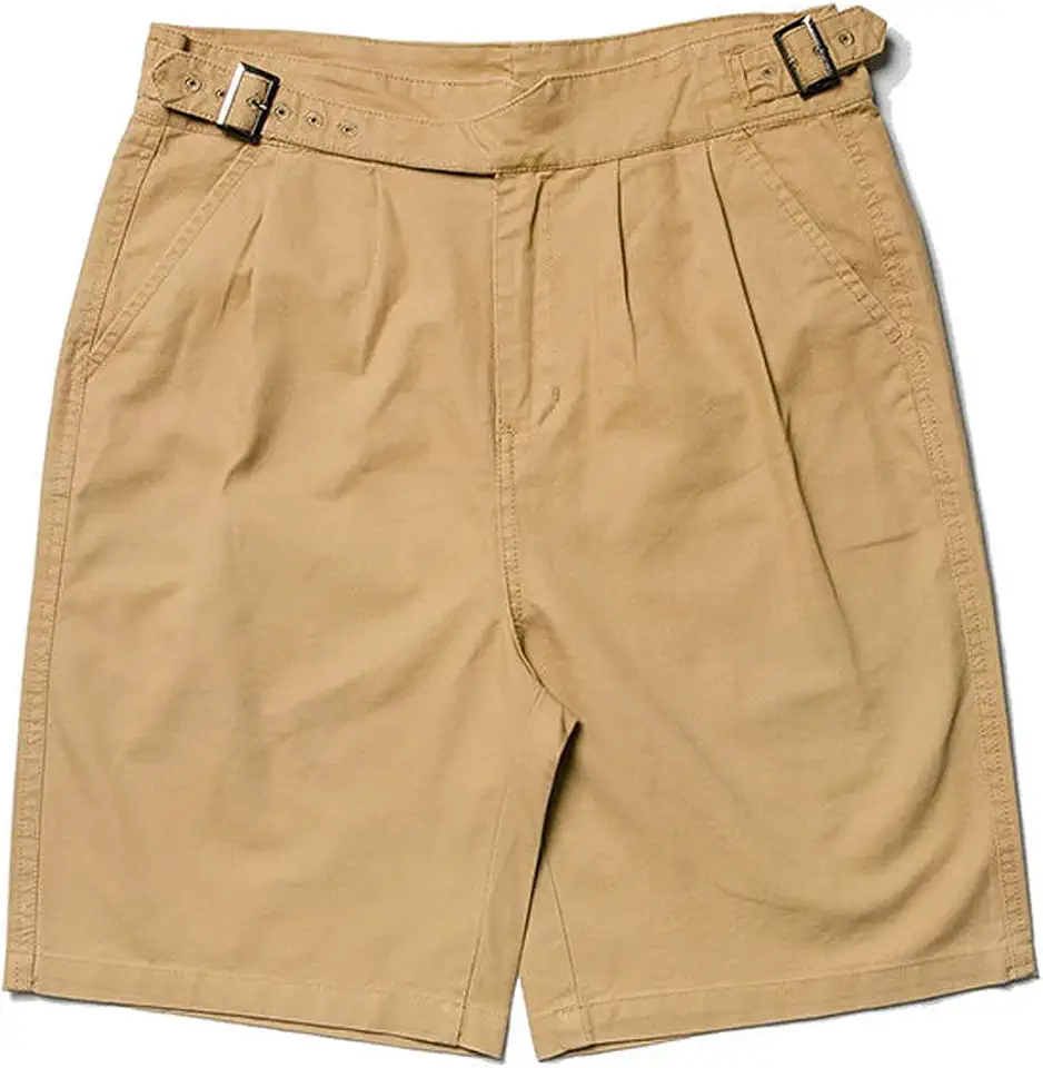 Snoly Men's Summer Retro Cotto Tapered Leg Flat Front Chino Pant Straight Western Gurkha Shorts Naples Casual Trousers