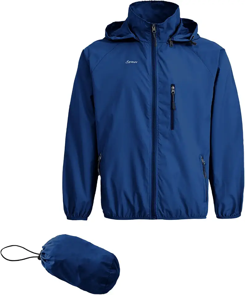 Men's Lightweight Waterproof Jacket Packable Windbreaker