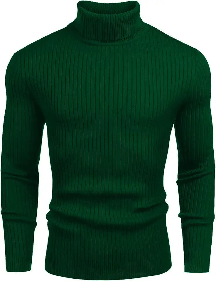 Amussiar Men's Turtleneck Sweater Slim Fit Cotton Knitted Pullover Sweater Casual Lightweight Long Sleeve Top