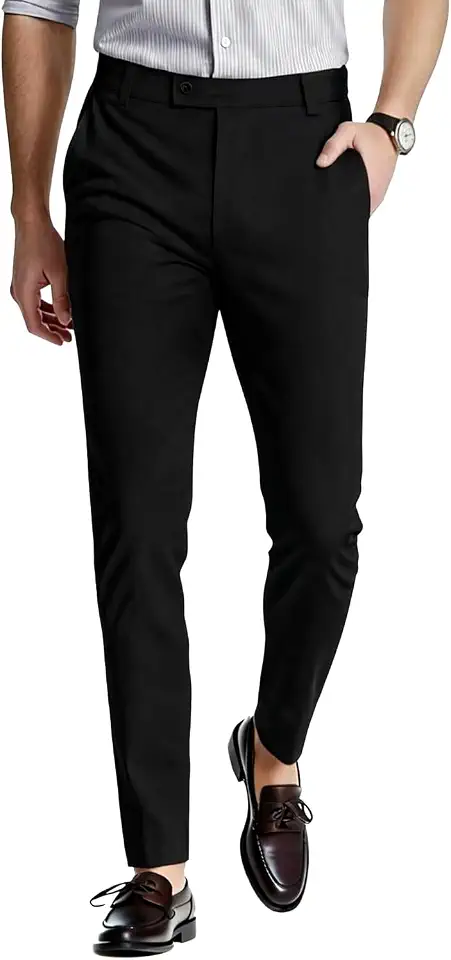 Global Recycled Standard GINGTTO Mens Dress Pants Slim Fit Stretch Skinny Slacks Tapered Leg