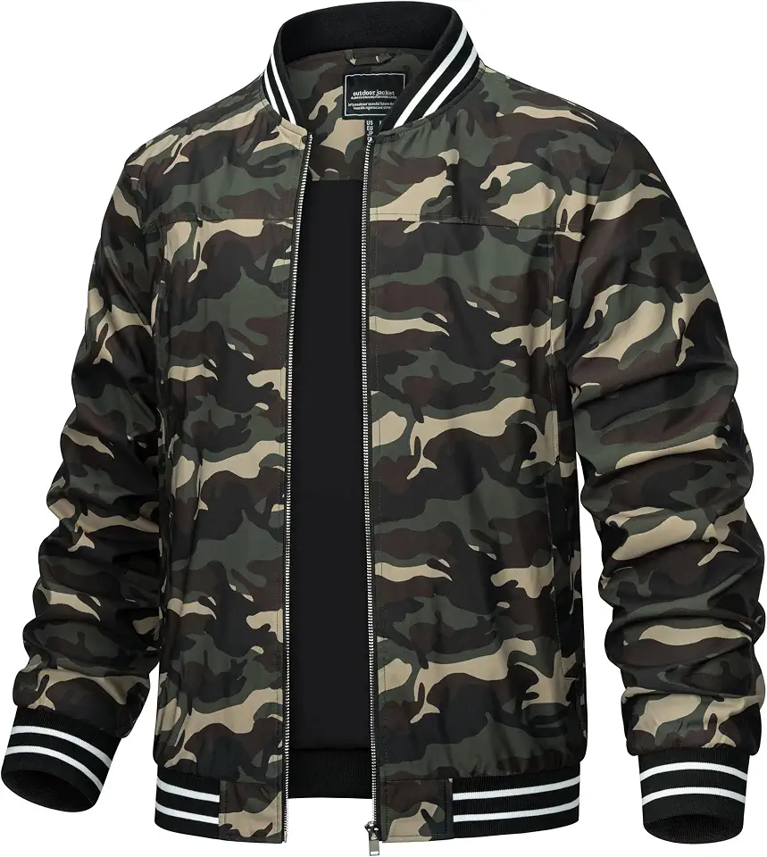 TACVASEN Mens Jacket Bomber Lightweight Windproof Coat for Daily Wear