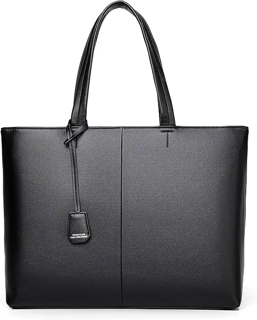 Men's Black Pebbled Leather Briefcase Tote
