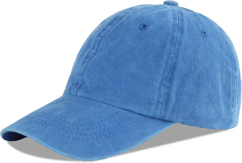 LANGZHEN Unisex Baseball Cap 100% Cotton Fits Men Women Washed Denim Adjustable Dad Hat