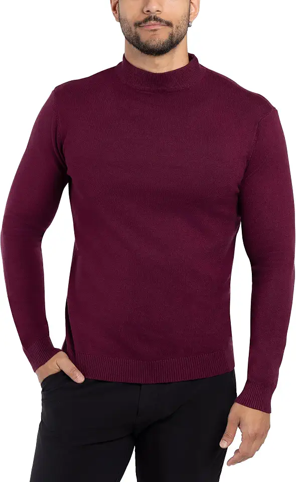 X RAY Mens Mock Neck Sweater, Soft Slim Fit Pullover Top, Basic Mock Neck Sweater for Men
