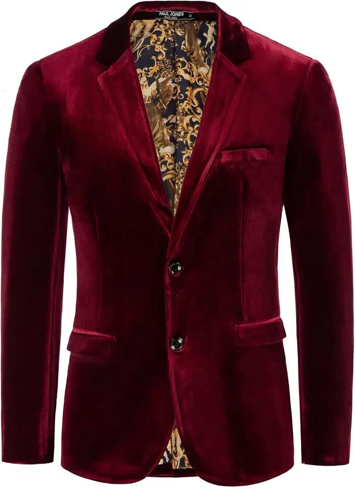 Men's Burgundy Houndstooth Blazer