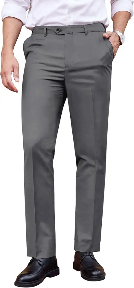 COOFANDY Mens Dress Pants Classic Expandable Waist Suit Pants Flat Front