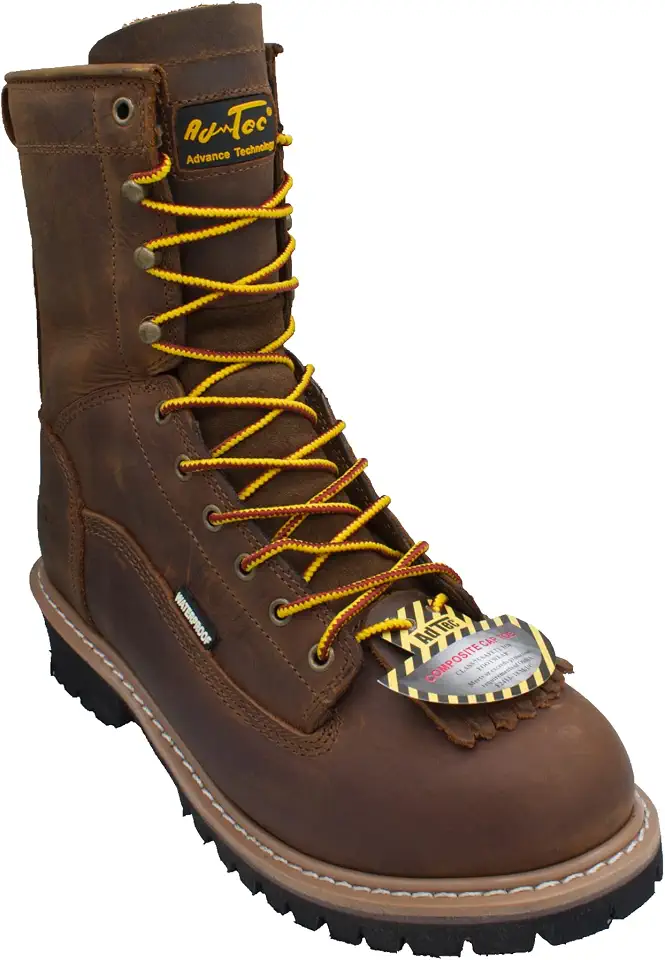 Men's Brown Leather Logger Boots