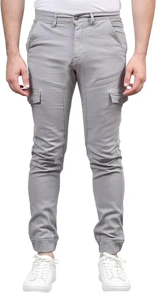 Men's Slim Fit Grey Cargo Jogger Pants