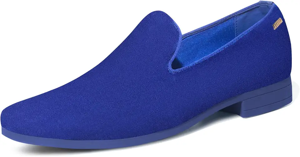 Men's Navy Blue Velvet Slip On Loafers