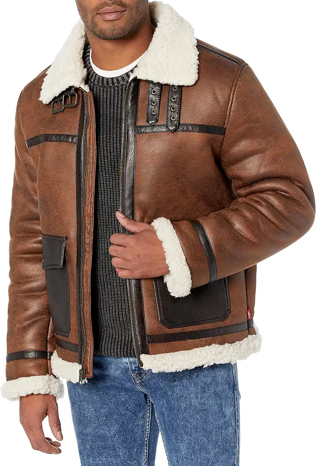 Levi's Men's Faux Shearling Rancher Aviator Jacket