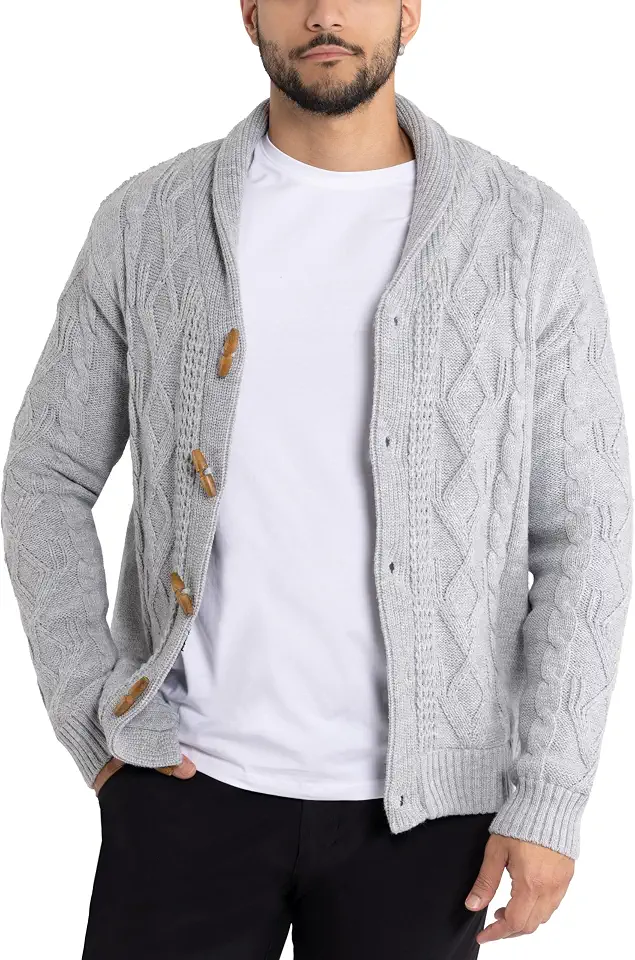 X RAY Mens Cardigan Sweater, Shawl Collar Cable Knit Button Down Cardigan Sweaters for Men Sweaters for Men Big and Tall