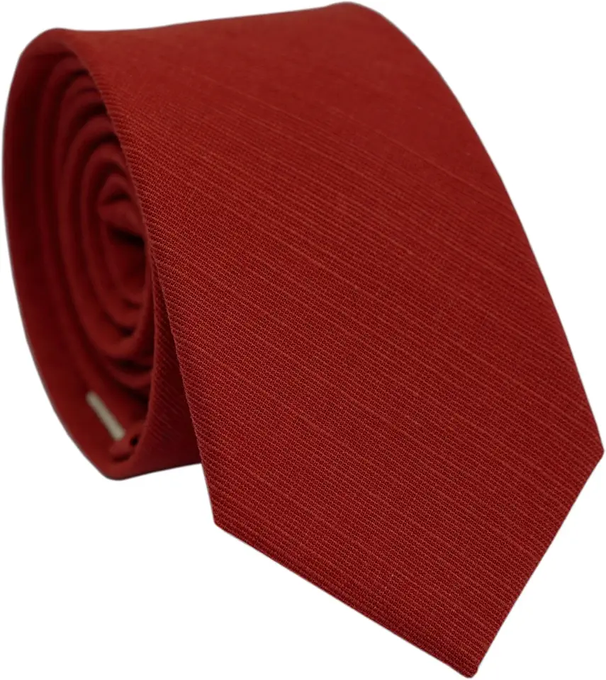 BELLUNO Men's Skinny Cotton Linen Necktie, 2.5 inch Width