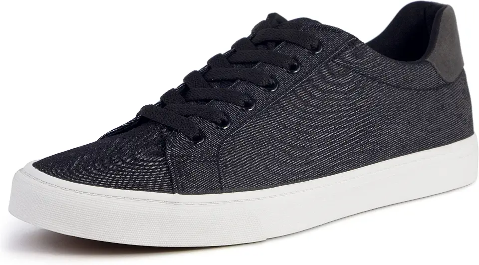 Men's Black Classic Low Top Shoes Canvas Fashion Sneaker with Soft Insole Causal Dress Shoes for Men Comfortable Walking Shoes