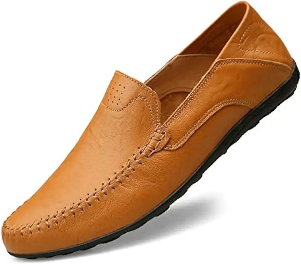 Men's Loafers Faux Leather Flat Breathable Casual Shoes Slip On Driving Shoes Fashion Business Shoes