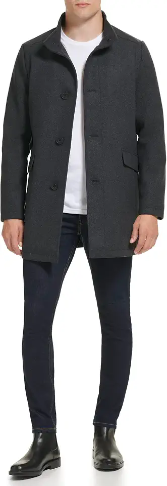 Kenneth Cole Men's Wool Blend Double Breasted Overcoat