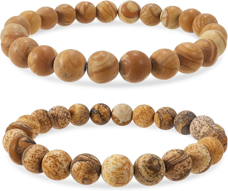 Bivei Natural Crystals Gemstone Healing Stretchy Round Beaded Bracelet