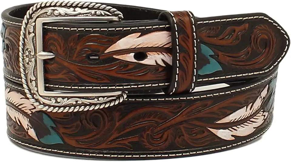 ARIAT Men's Belt Feather Floral Embossed