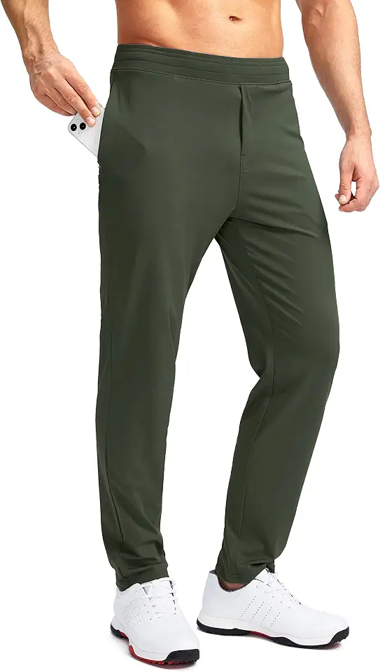 Pudolla Men's Golf Pants Stretch Sweatpants with Zipper Pockets