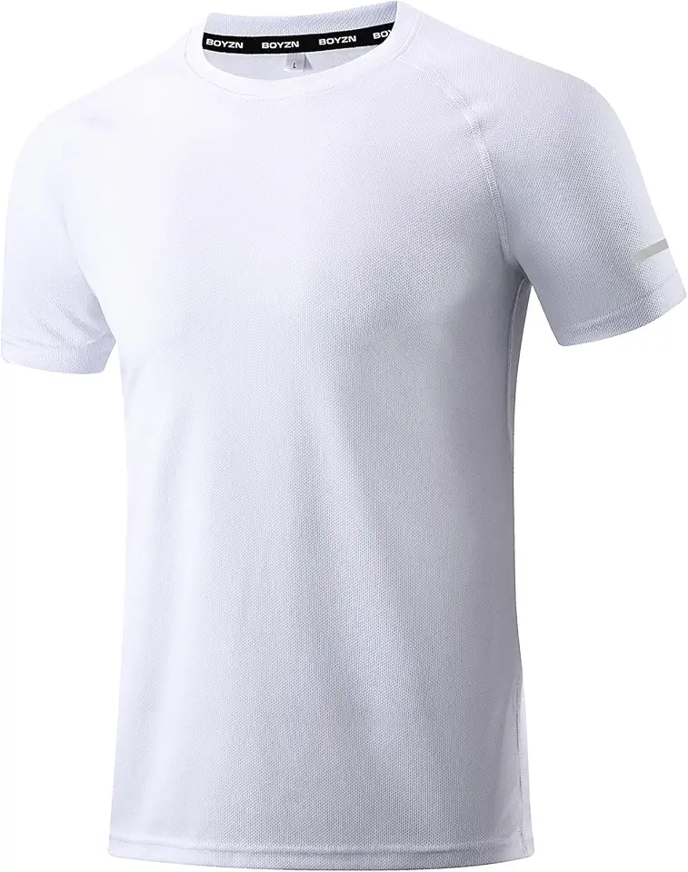 Men's White Moisture Wicking Athletic T Shirt
