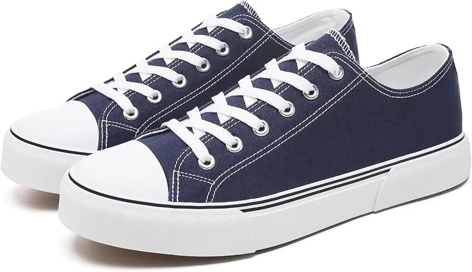 yageyan Men Canvas Low top Shoes Classic Casual Sneakers Mens Fashion Shoes | Comfortable Mens Laced Up Black Shoes White Walking Shoes