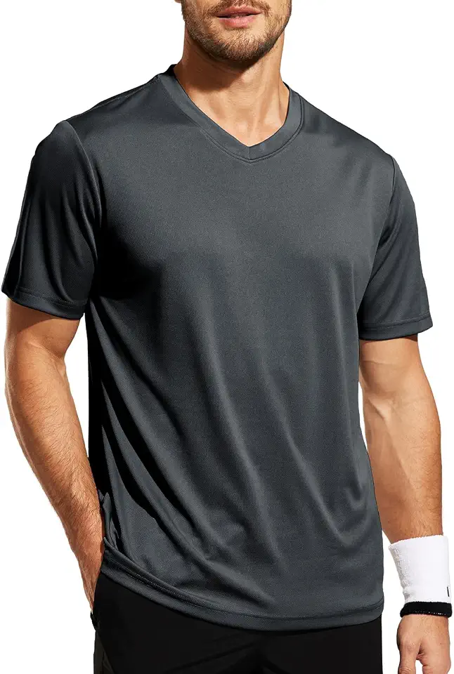 Global Recycled Standard MIER Men's V-Neck Workout T-Shirt, Quick Dry