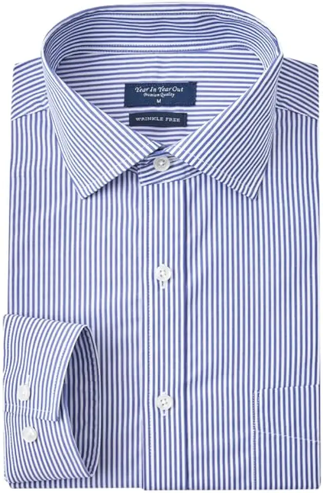Year In Year Out Wrinkle Free Dress Shirt for Men Regular Fit Long Sleeve Wrinkle Resistant Shirt