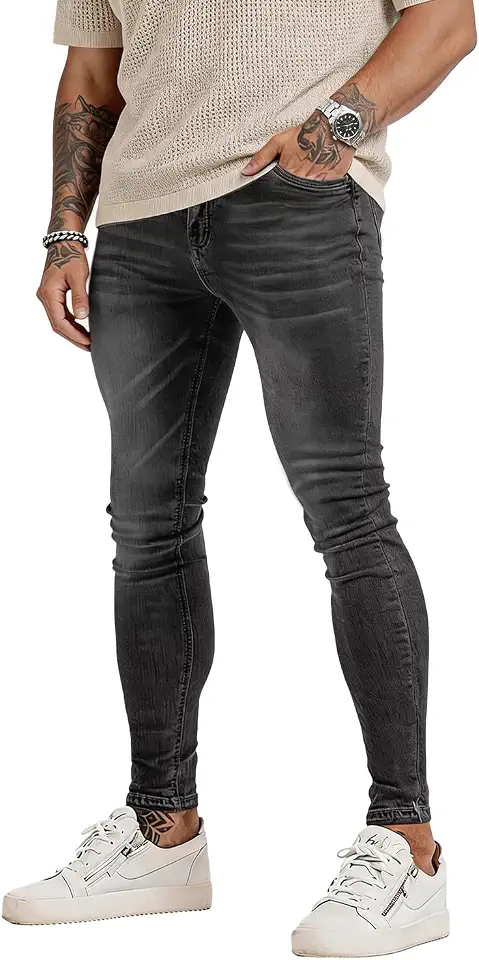 GINGTTO Skinny Jeans Men Slim Fit Stretch Tapered Leg